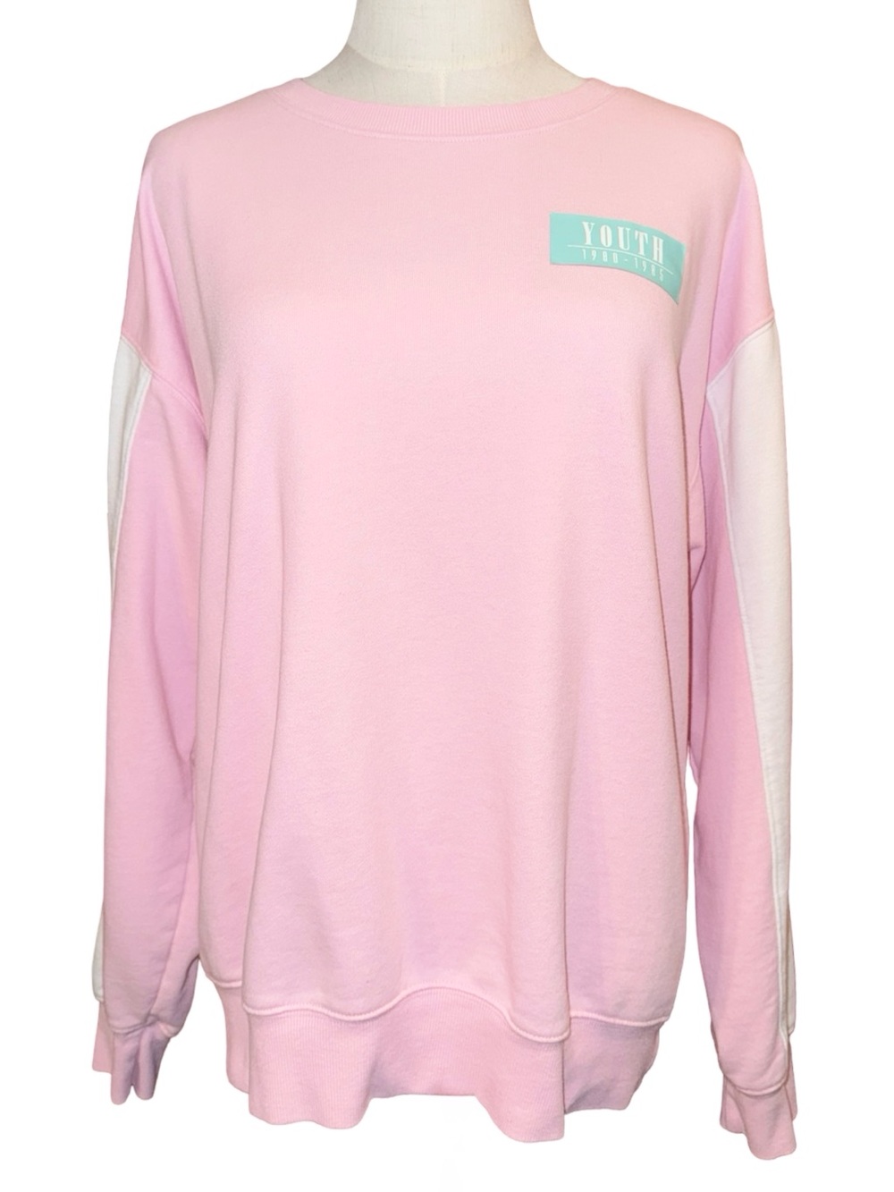 Forever 21 Retro Style Pink And White Crewneck Sweatshirt Size Medium